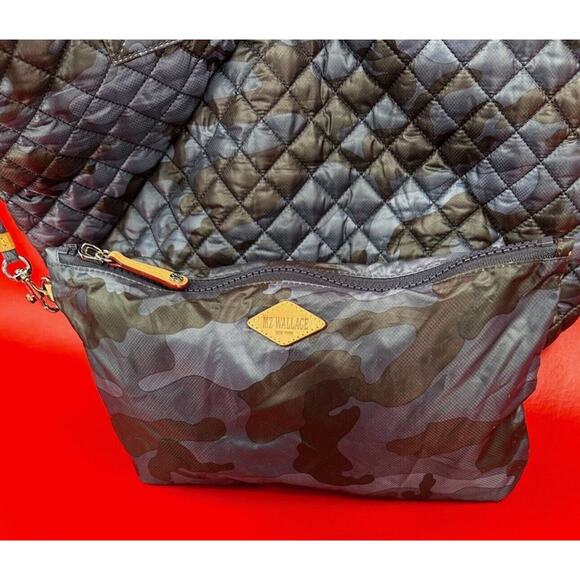 MZ Wallace Metro Blue Camo Travel Quilted Tote Bag With Matching Pouch Excellent - Picture 11 of 16